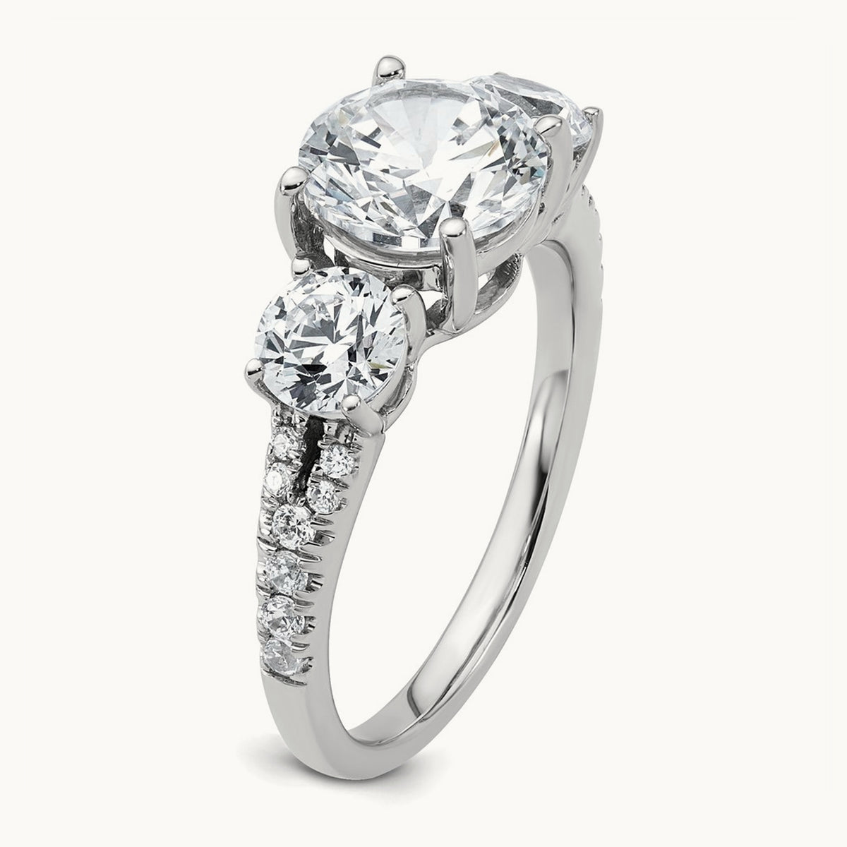 3 Stone Oval Ring — 14K White Gold, 7
