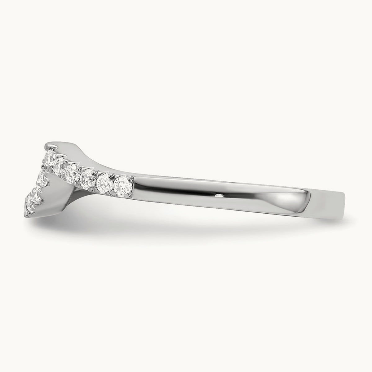 Diamond Contoured Wedding Band, 14K White Gold