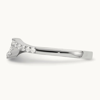Diamond Contoured Wedding Band, 14K White Gold