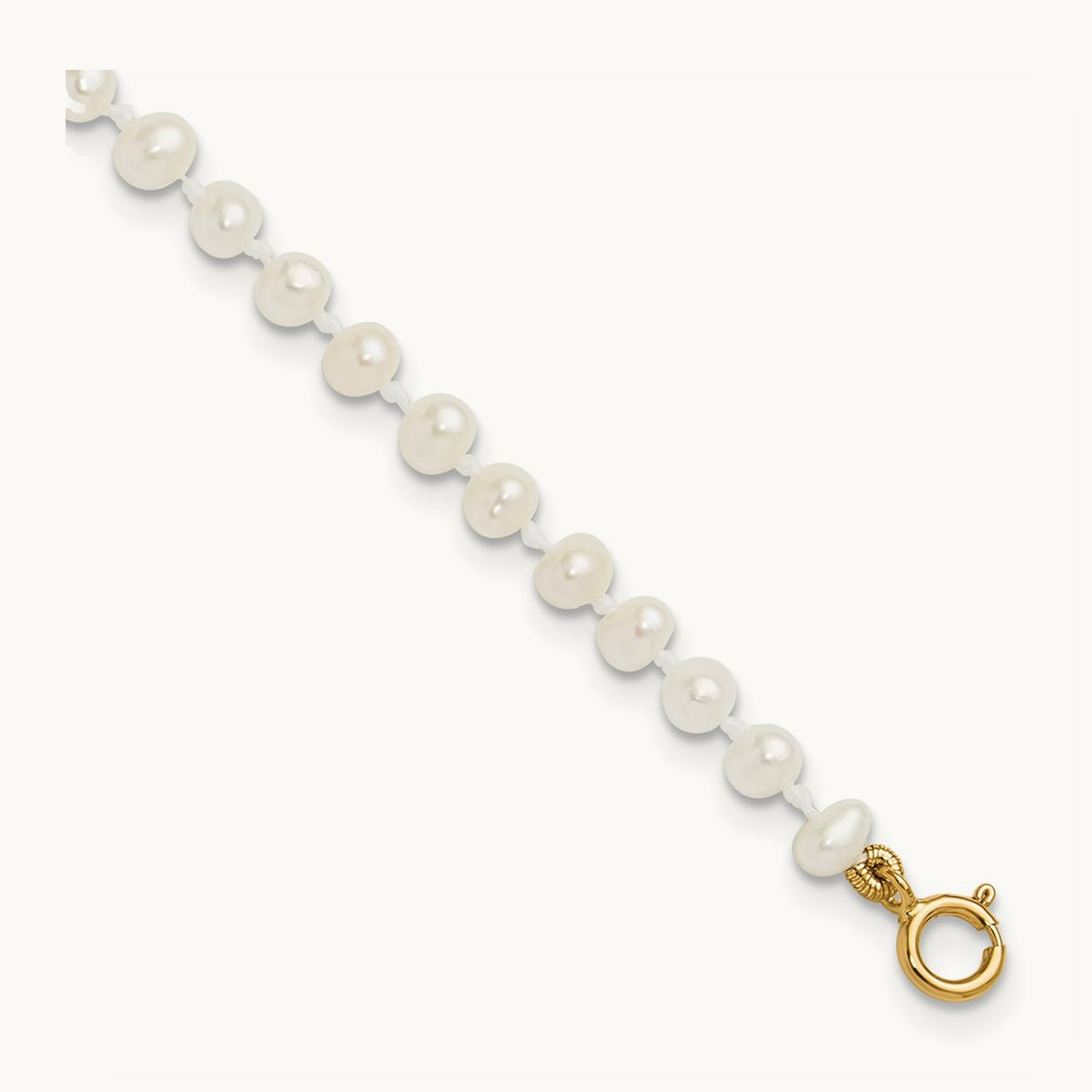 Madi K 3- White Egg Shape FW Cultured Pearl Bracelet, 4mm, 14K