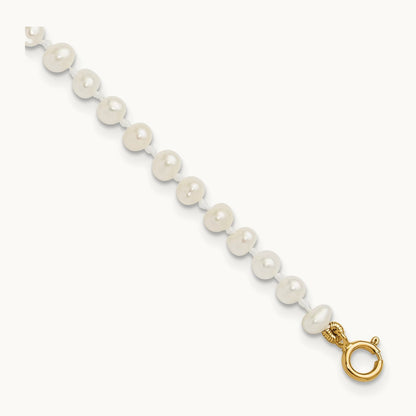 Madi K 3- White Egg Shape FW Cultured Pearl Bracelet, 4mm, 14K