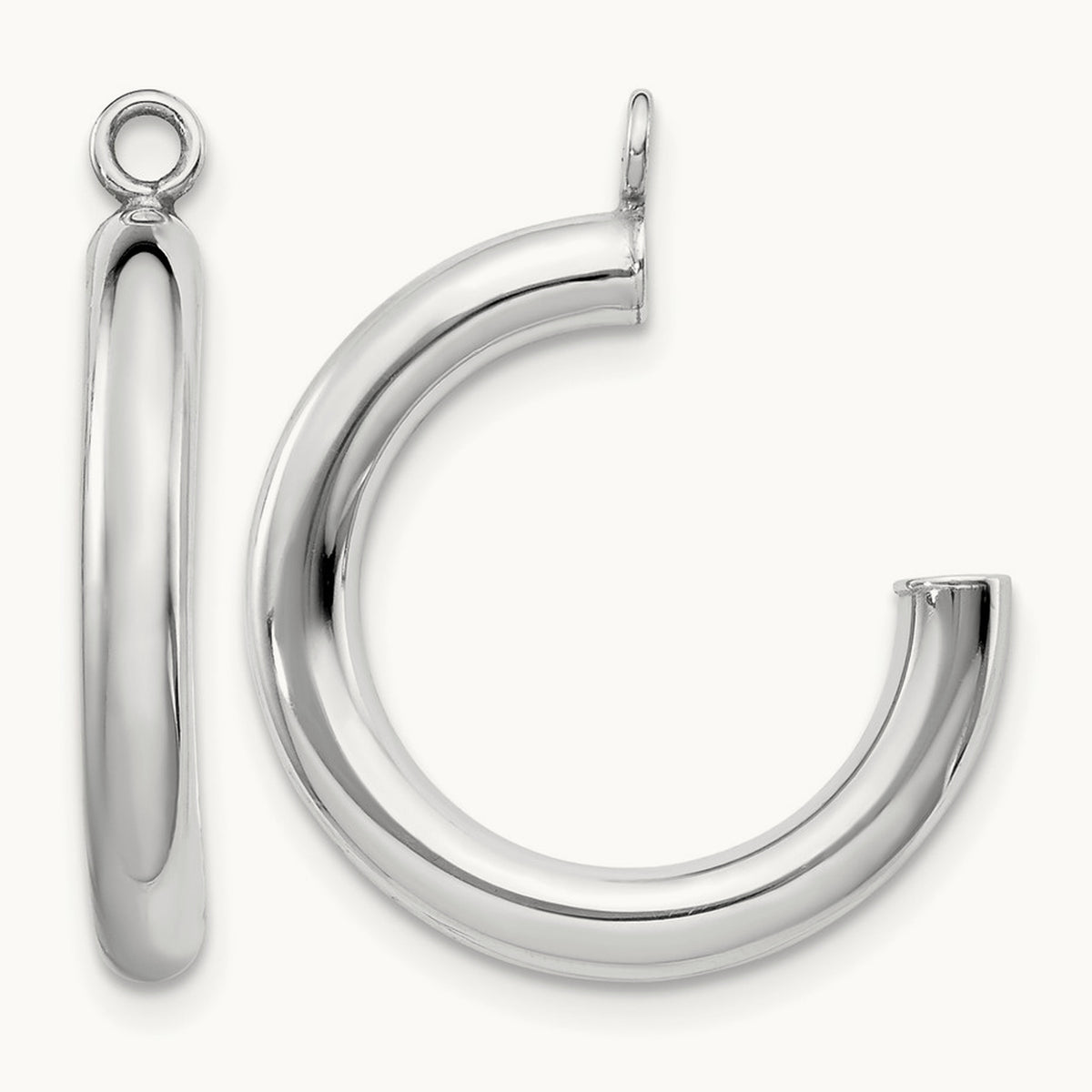 Polished Tube Hoop Earring Jackets — 14K White Gold, 29mm