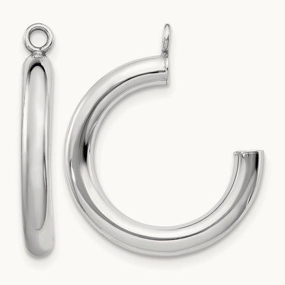 Polished Tube Hoop Earring Jackets — 14K White Gold, 29mm
