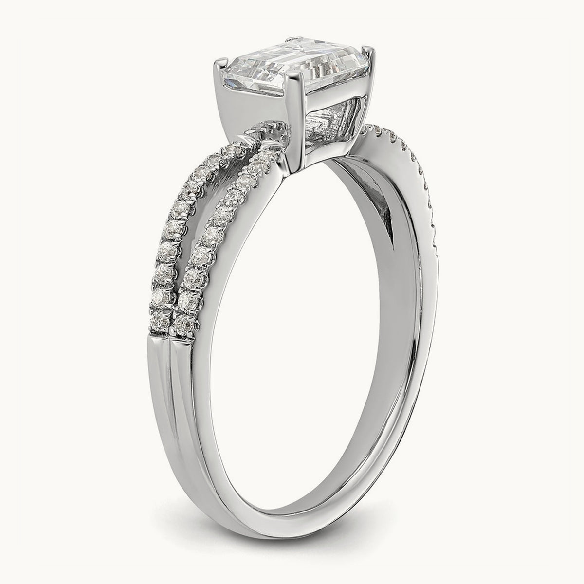 East West Emerald Semi-Mount Engagement Ring — 1 ct, 7