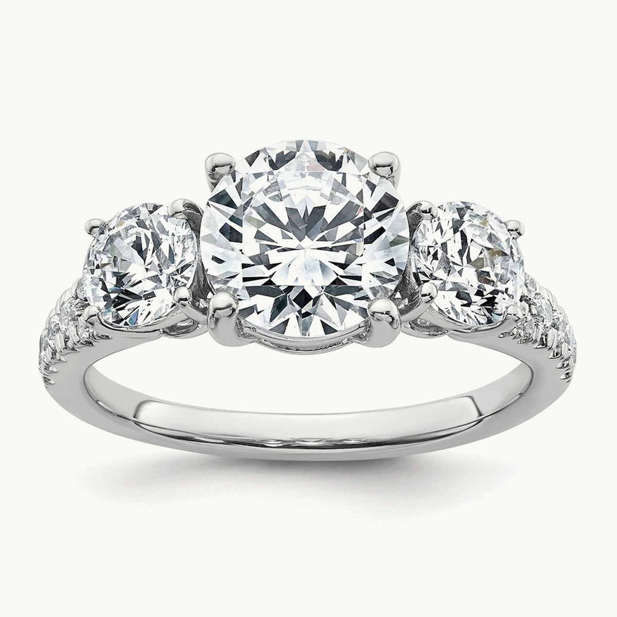 3 Stone Oval Ring — 14K White Gold, 7