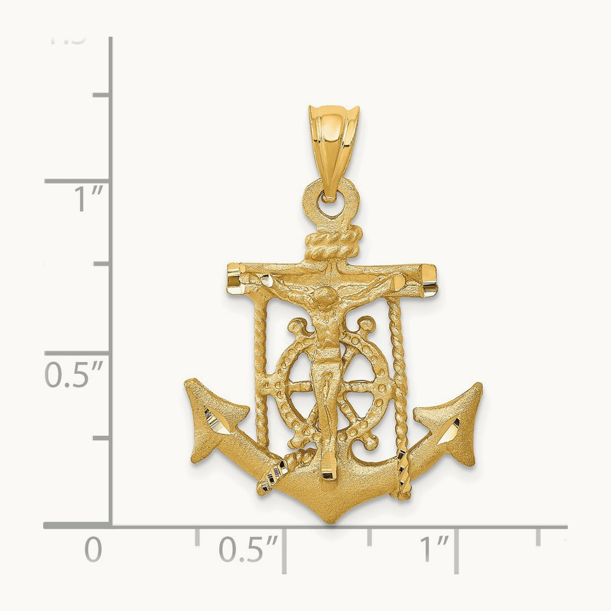 Mariners Crucifix Pendant — 14K Yellow Gold, 28mm