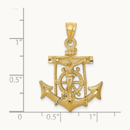Mariners Crucifix Pendant — 14K Yellow Gold, 28mm