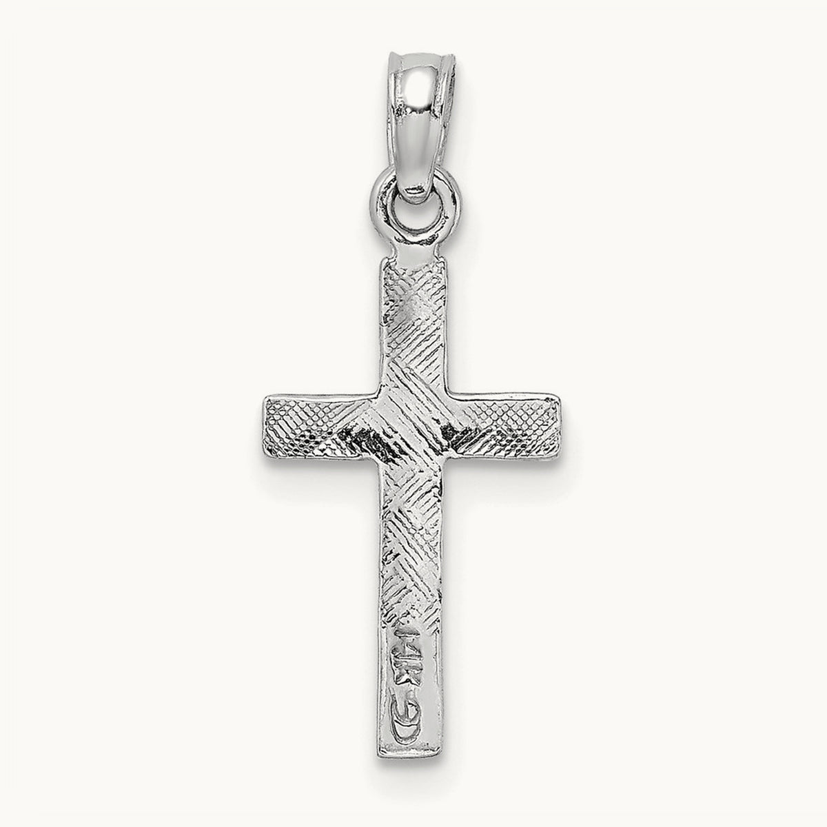 Polished Cross Charm — 14K White Gold