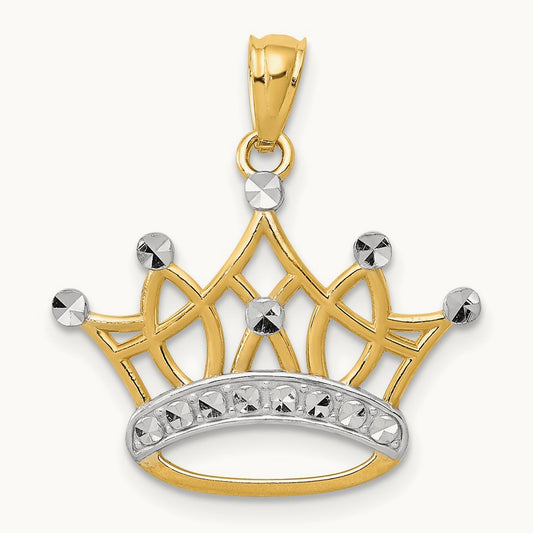 Crown Pendant, 14K with Rhodium