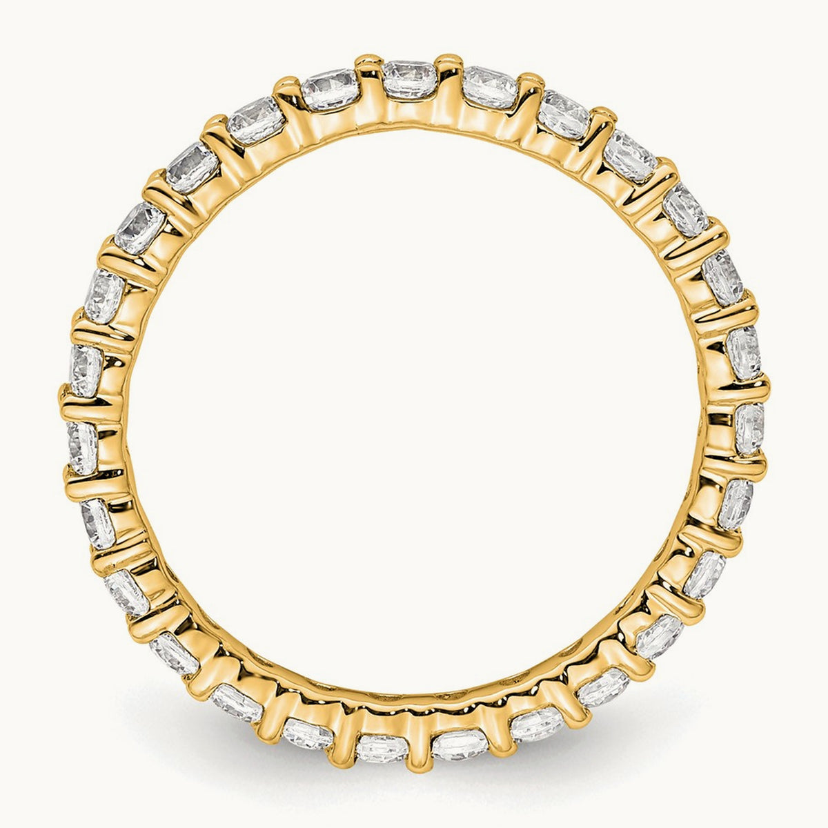Polished Shared Prong Diamond Eternity Band — 14K Yellow Gold, 0.999 ct, 6