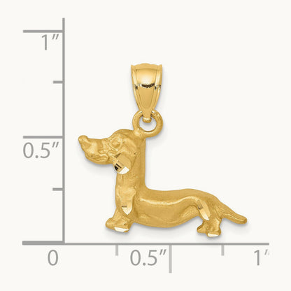 Diamond-cut Dachshund Pendant, 14K