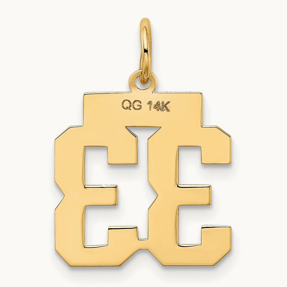 Small Polished Number 33 Charm, 14K