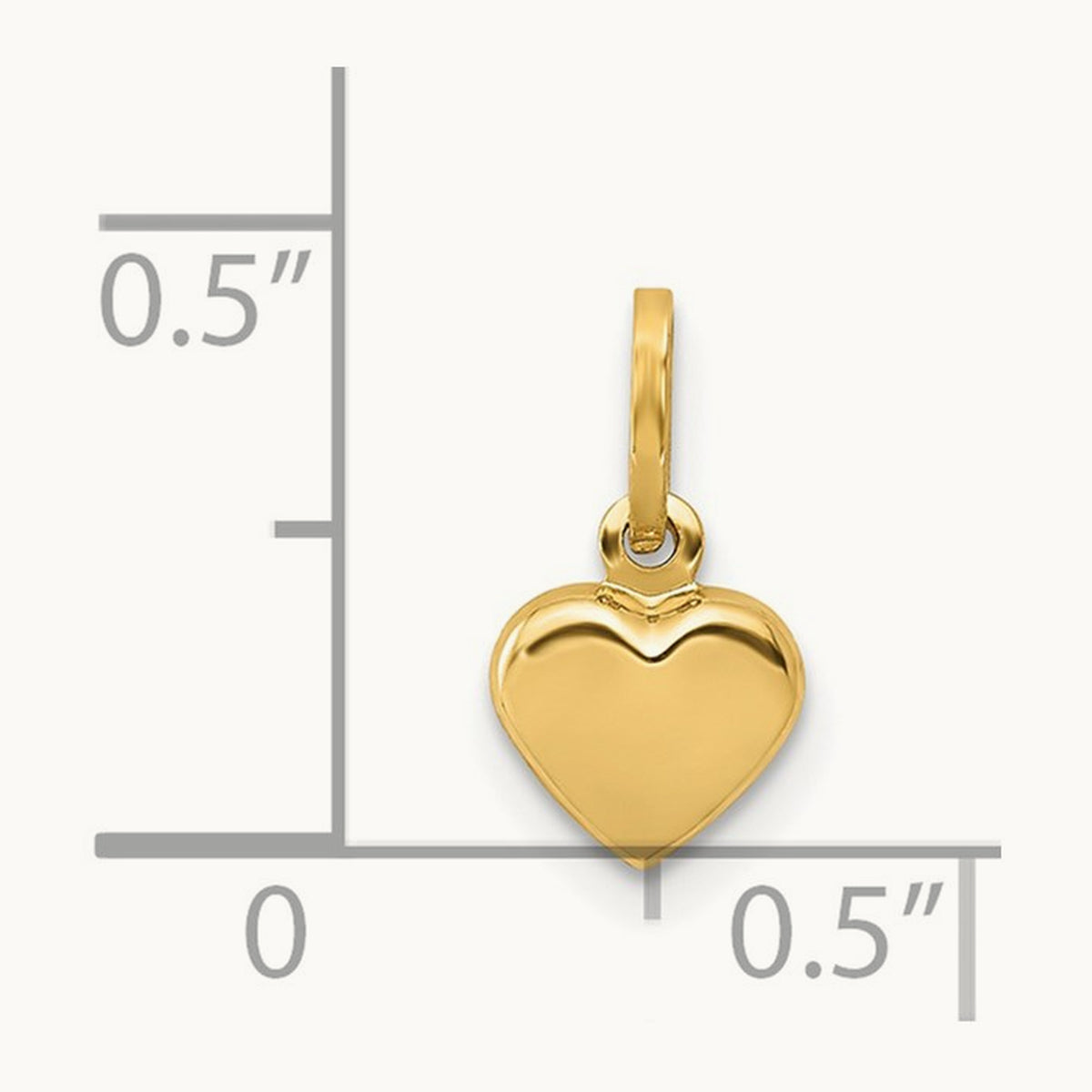 Polished 3-D Heart Charm — 14K Yellow Gold