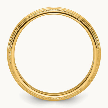Double Milgrain Comfort Fit Band — 14K Yellow Gold, 5mm