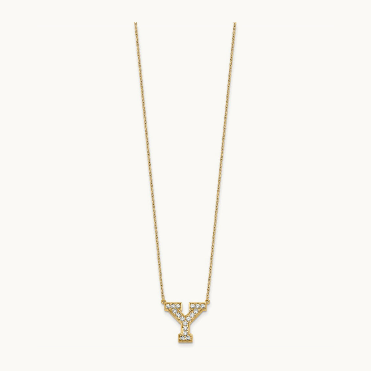 Initial Necklace — 14K Yellow Gold, Y, 3/8 ct
