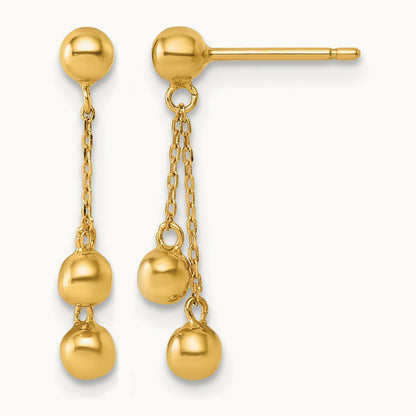 Polished Dangle Ball Post Earrings, 14K