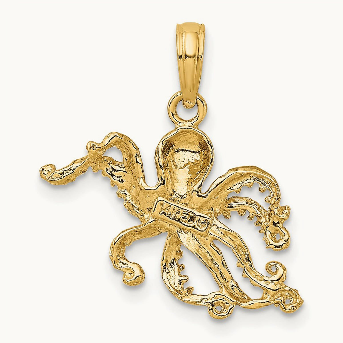 Textured Octopus Charm — 14K Yellow Gold, 22mm