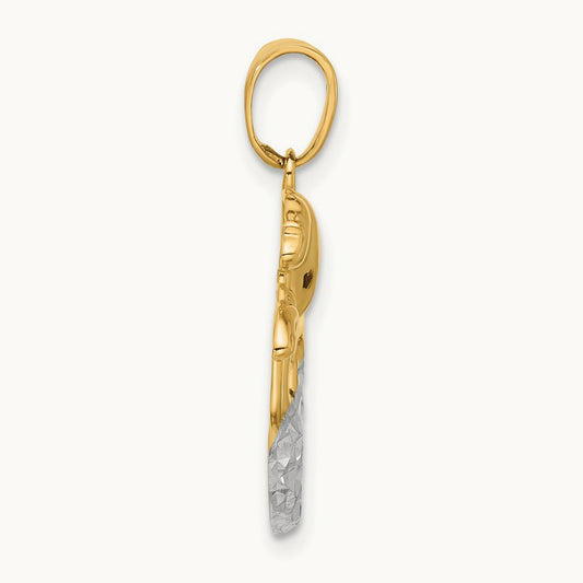 Diamond Cut Mermaid Pendant, 14K with White Rhodium