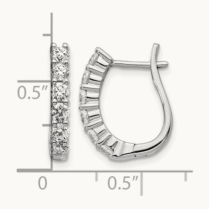Diamond Hinged Hoop Earrings, 14K White Gold