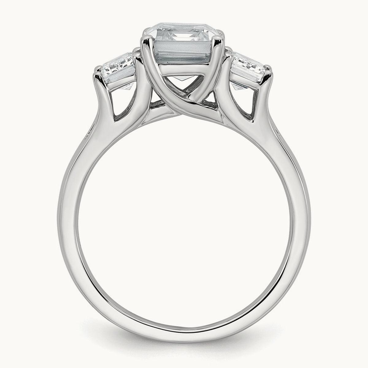 Emerald 3 Stone Engagement Ring, 1.50-3.25 ct tw Lab-Grown Diamond — 3 1/3 ct, 14K White Gold