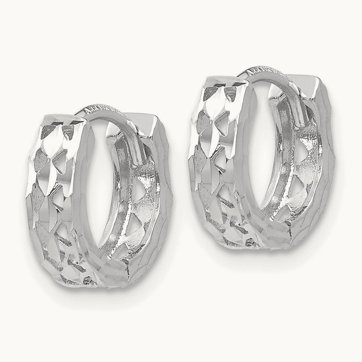 Cut-out Design Hinged Hoop Earrings, 14K White Gold