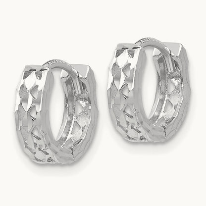 Cut-out Design Hinged Hoop Earrings, 14K White Gold