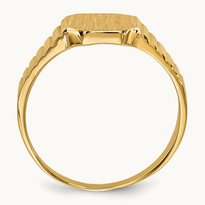 7.5x6. Child's Open Back Signet Ring, 0mm, 14K
