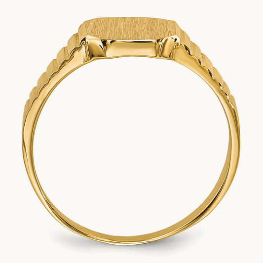 7.5x6. Child's Open Back Signet Ring, 0mm, 14K
