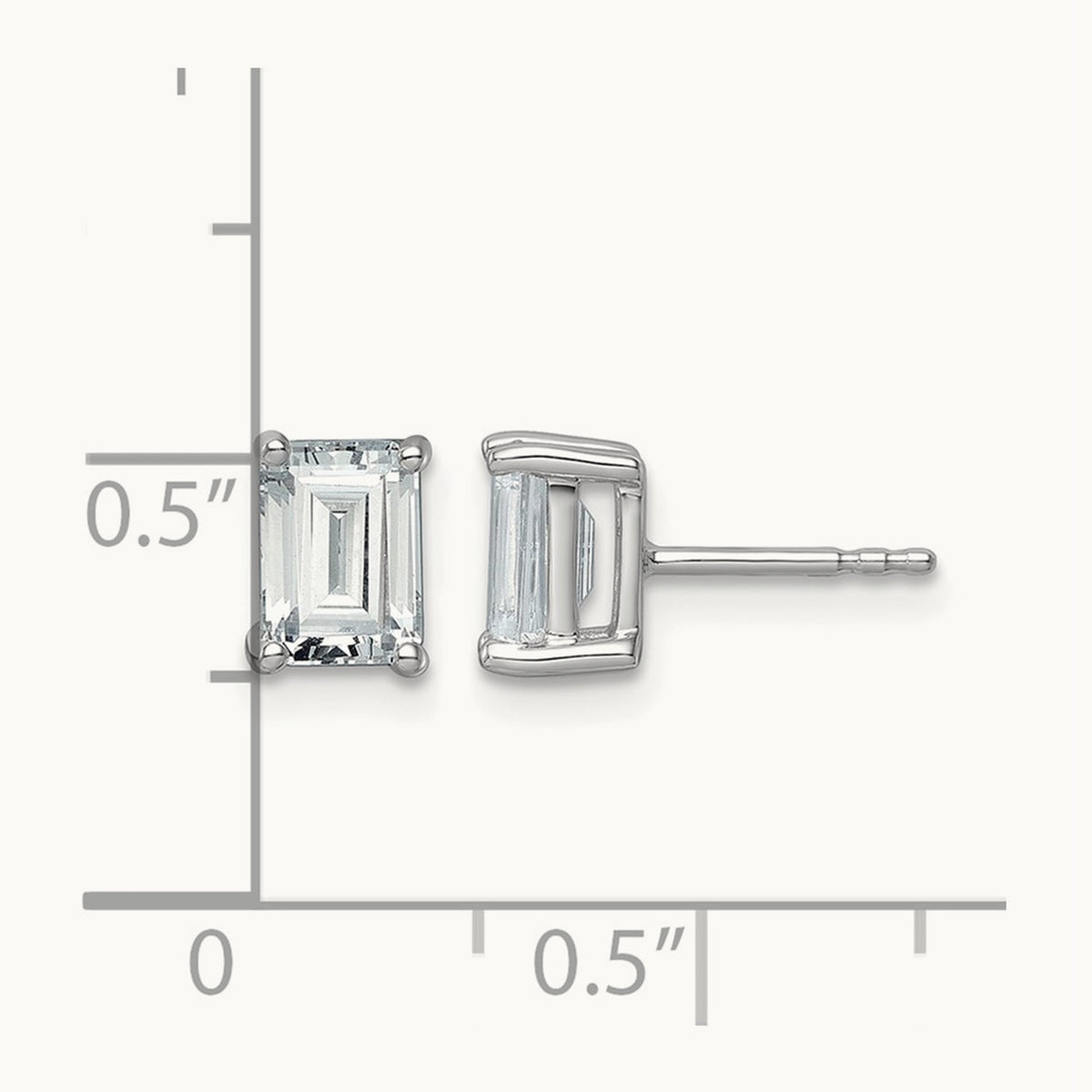 Emerald Four-Prong Stud Earrings, 0.50-6.00 ct tw Lab-Grown Diamond — 2 ct, 14K White Gold