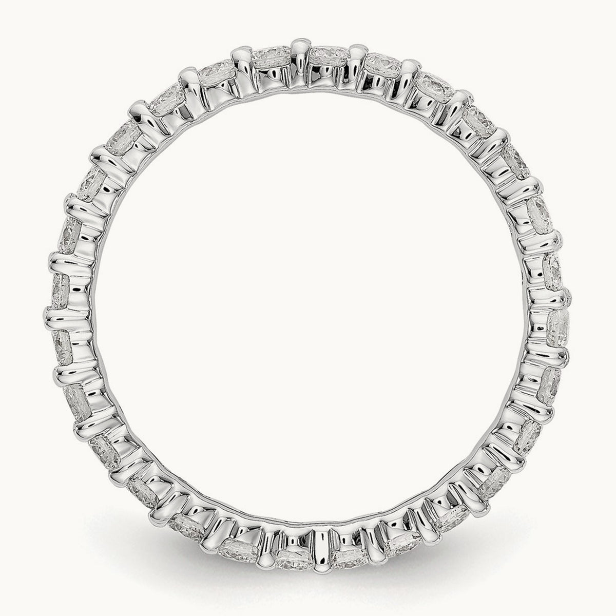 Polished Shared Prong Diamond Eternity Band — 14K White Gold, 1.036 ct, 7