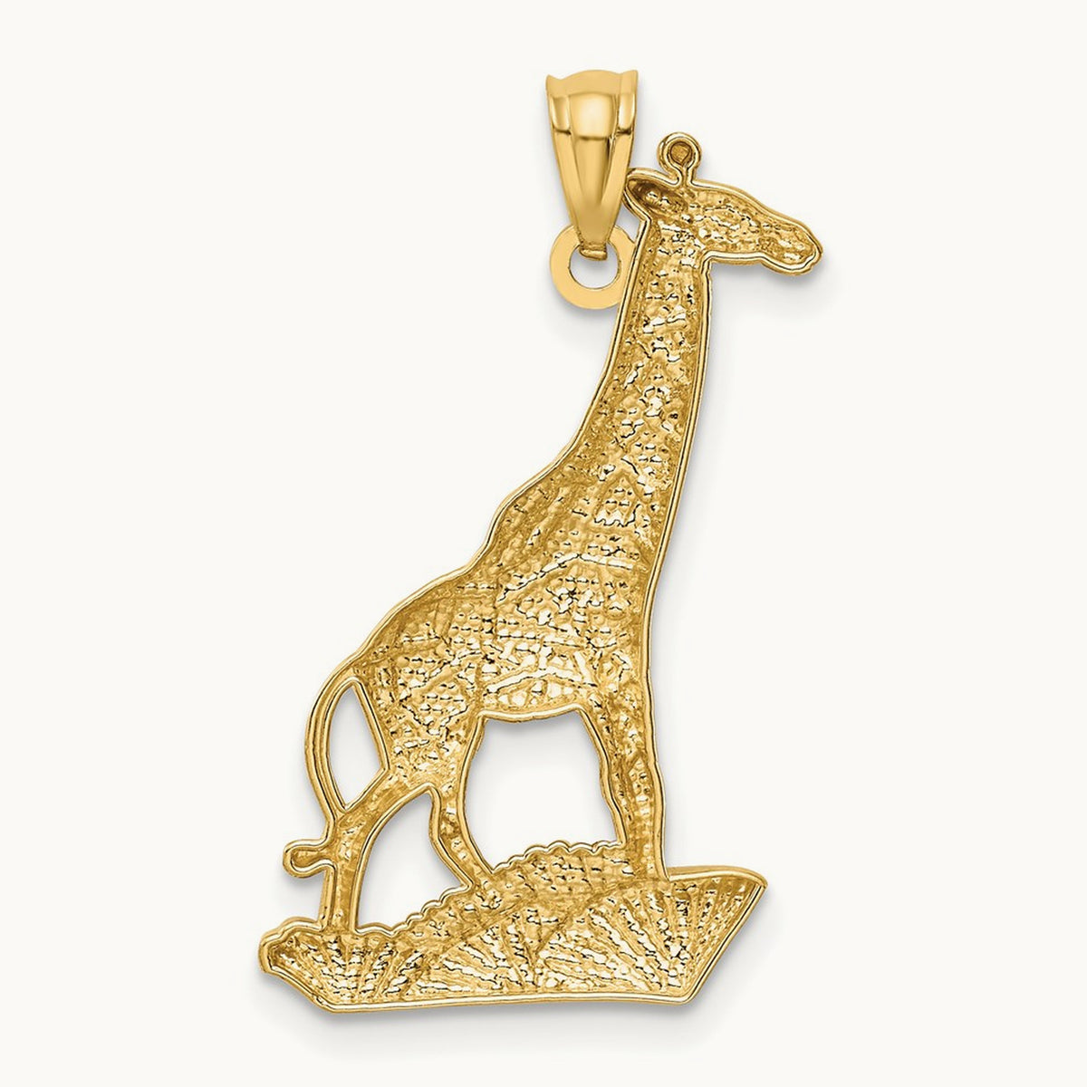 w/Rhodium Diamond-cut Polished Giraffe Pendant, 14K