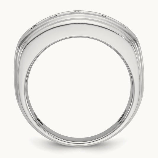 IBGoodman Men's Polished & Grooved 2ct. AA Quality Diamond Ring, 14K White Gold