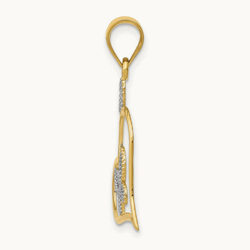 Butterfly in Heart Pendant, 14K with White Rhodium
