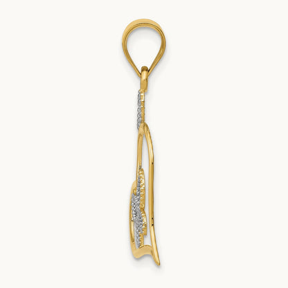 Butterfly in Heart Pendant, 14K with White Rhodium