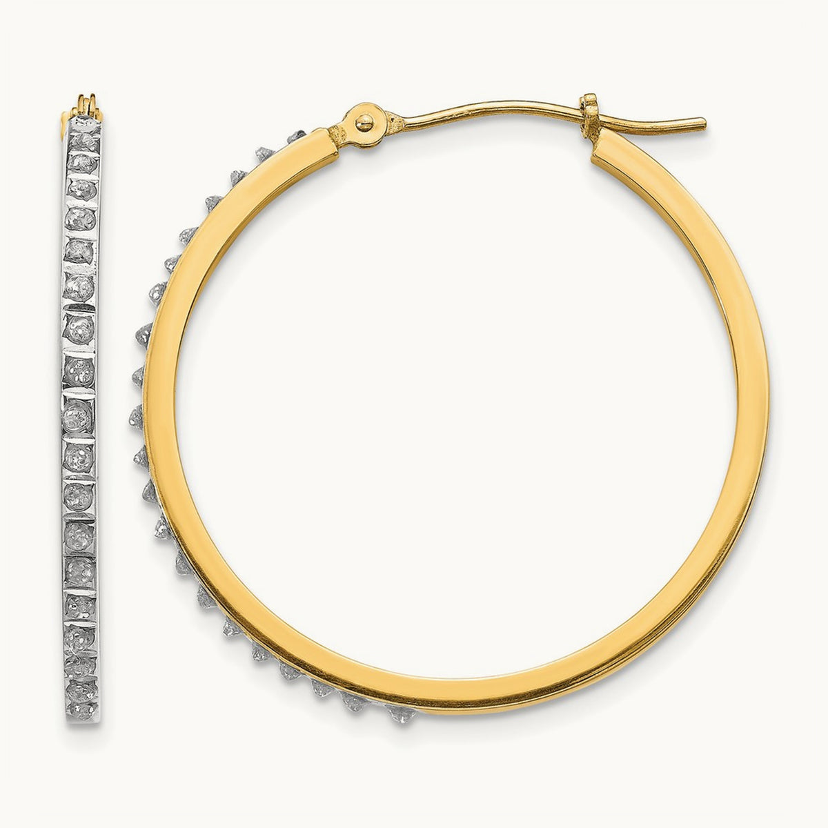Diamond Fascination Diamond Dust/Accent Hoop Earrings — 27mm