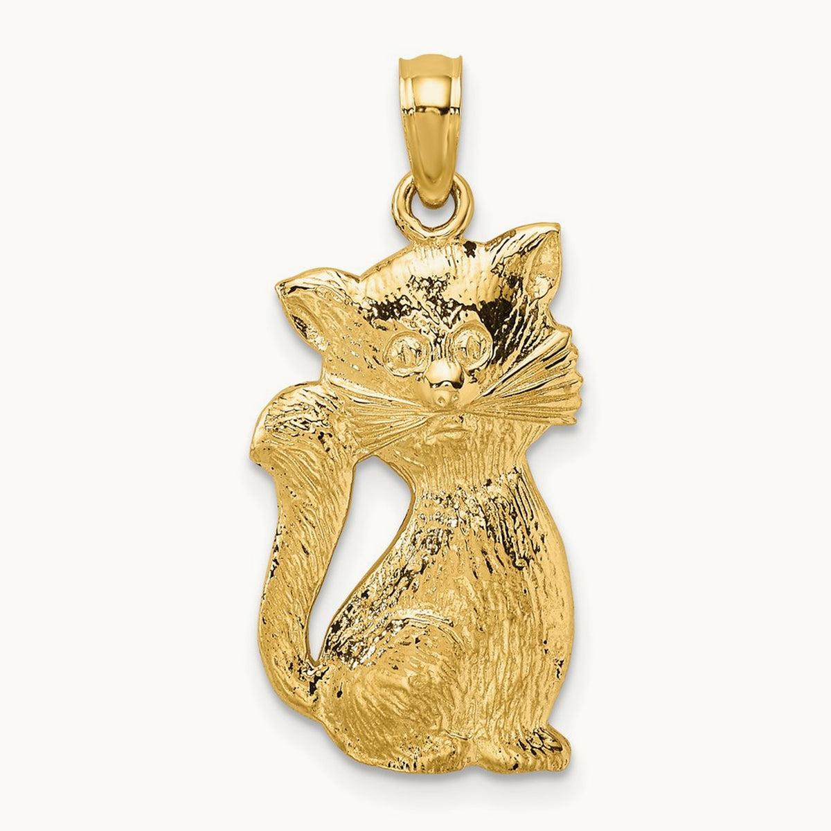 Sitting Cat Charm, 14K