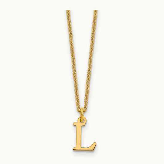 Cutout Letter L Initial Necklace, 14K Rose Gold