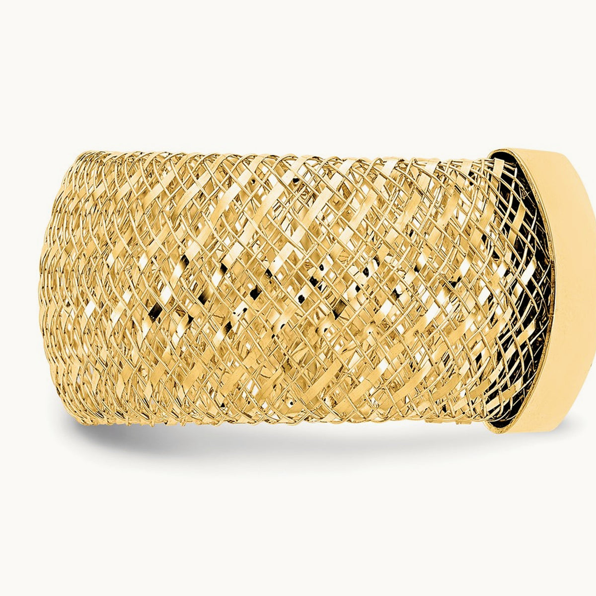Wide Mesh Stretch Ring — 14K Yellow Gold