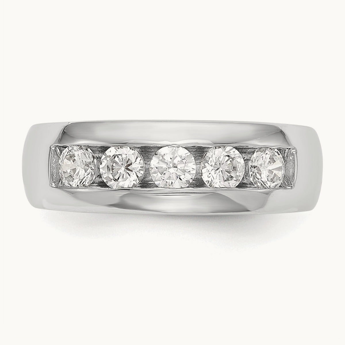 5-Stone Diamond Channel Band, 14K White Gold