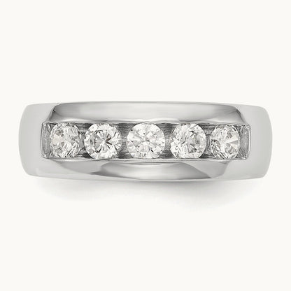 5-Stone Diamond Channel Band, 14K White Gold