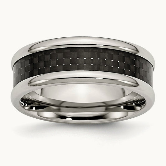 Polished with Black Carbon Fiber Inlay Band — 7.5