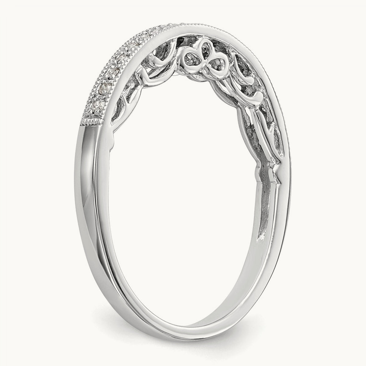 Round Diamond Wedding Band, 14K White Gold