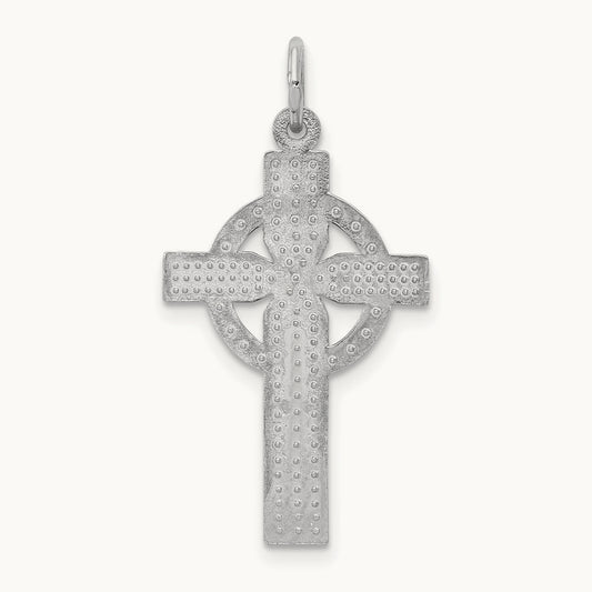 Celtic Cross Charm — 14K White Gold, 29mm
