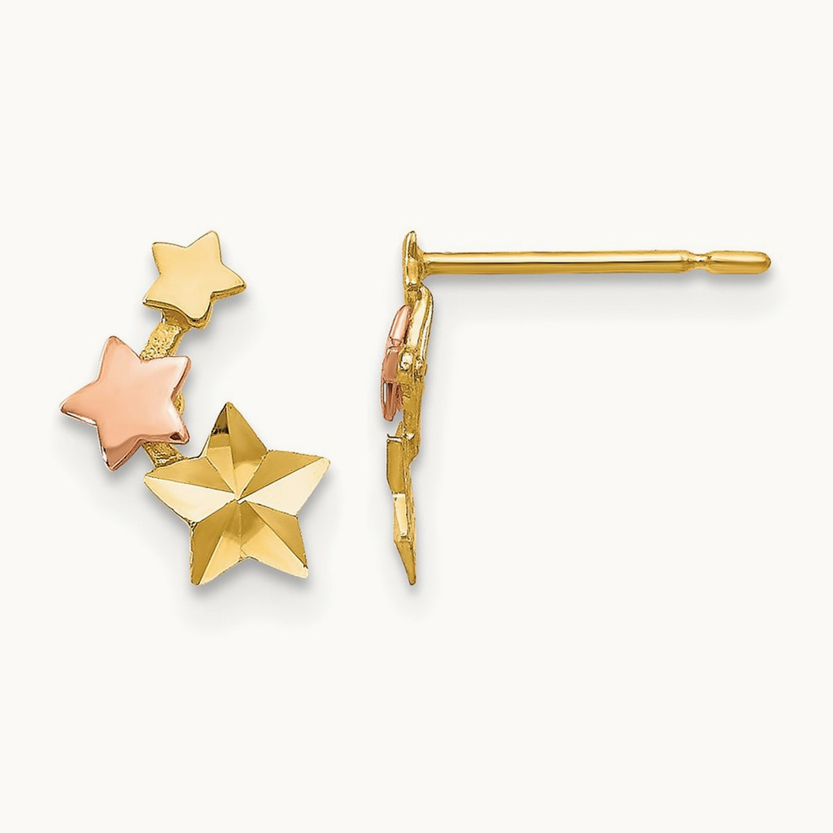 & Rose Gold Madi K D/C Children's Star Post Earrings, 14K Yellow
