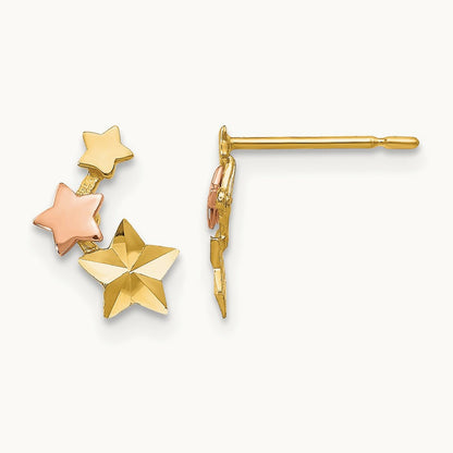 & Rose Gold Madi K D/C Children's Star Post Earrings, 14K Yellow