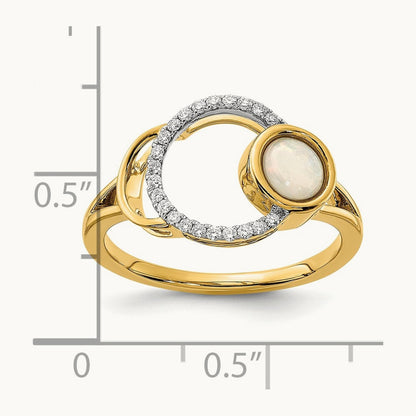 Polished Diamond & Opal Circle Ring, 14K