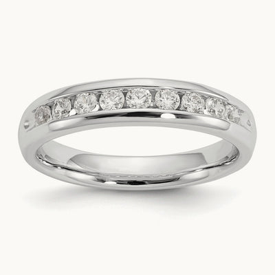 9-Stone Diamond Channel Band, 14K White Gold