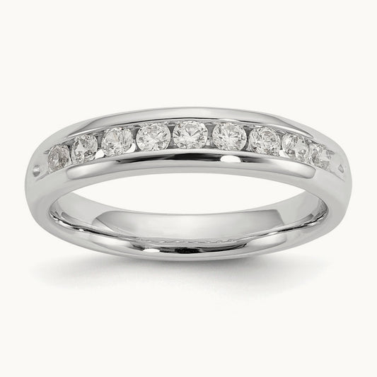 9-Stone Diamond Channel Band, 14K White Gold