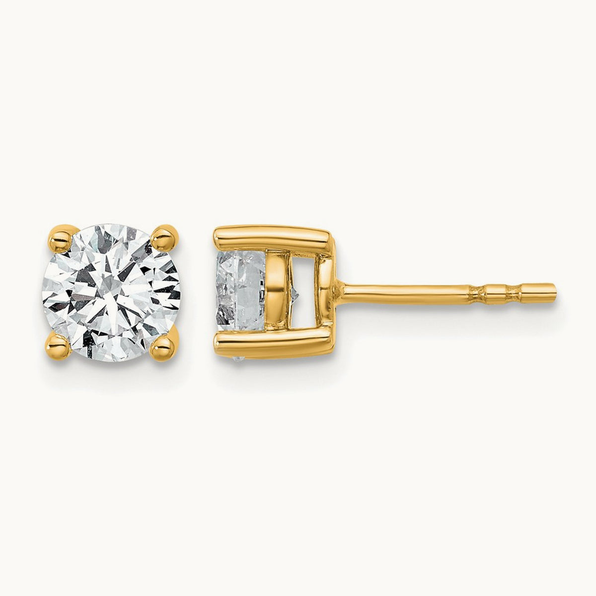 Round Lightweight Earrings, 0.25-6.00 ct tw Lab-Grown Diamond — 1 1/2 ct, 14K Yellow Gold
