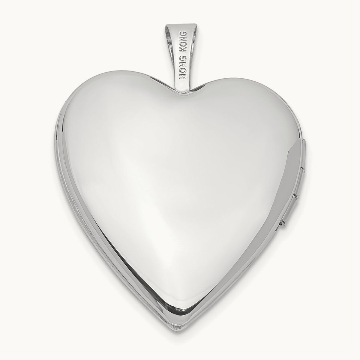 White Gold Flower Vine Border Heart Locket, 20mm, 14K